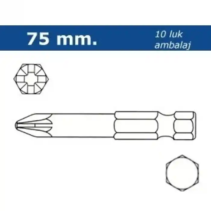 Proscr SCR03171 PZ0 75mm Pozi Bits Ucu