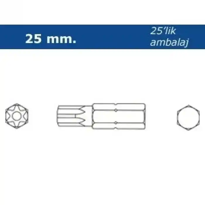 Proscr SCR03201 T7 25mm Delikli Torx Bits Ucu