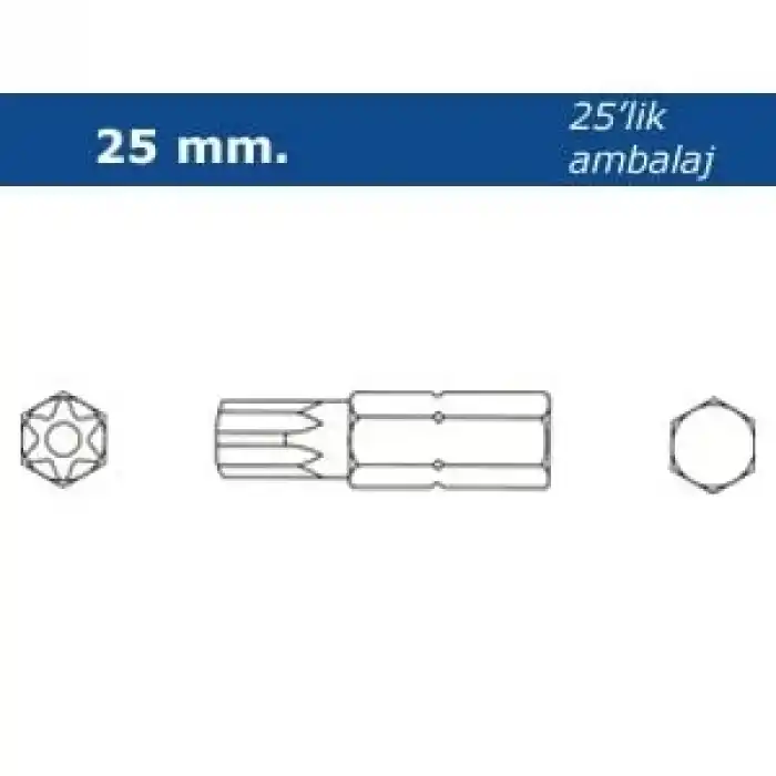 Proscr SCR03205 T9 25mm Delikli Torx Bits Ucu