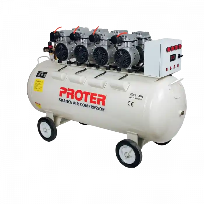 Proter 200 Lt 4 Hp Sessiz Yağsız Panolu Hava Kompresörü