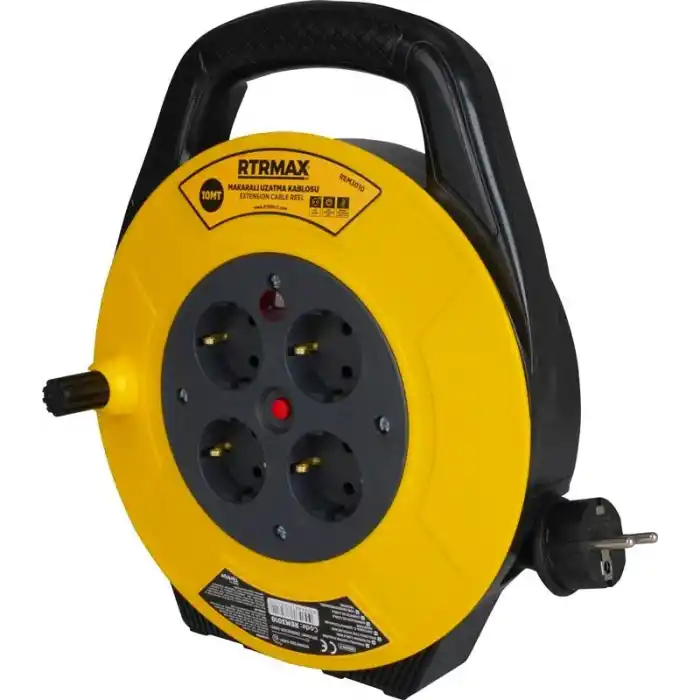 Rtrmax REM3010 Makaralı Uzatma Kablolu Grup Priz 3x1 mm 10 mt