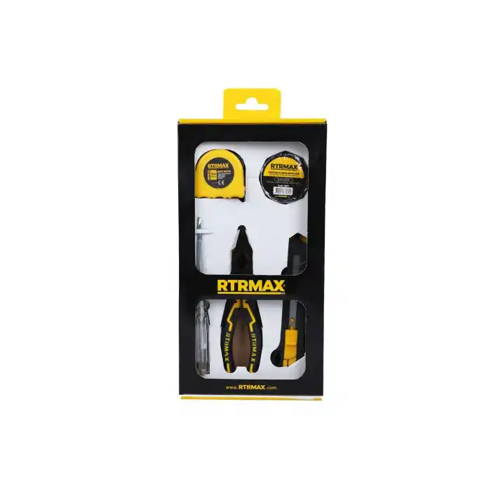 Rtrmax RTK7003 Pense+Kontrol Kalemi+Elektrik Bandı+Metre+Maket Bıçağı Seti