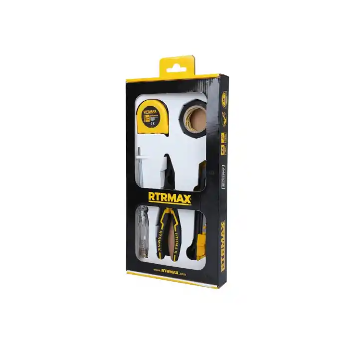 Rtrmax RTK7003 Pense+Kontrol Kalemi+Elektrik Bandı+Metre+Maket Bıçağı Seti