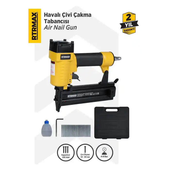 Rtrmax RTM0135 Havalı Çivi Çakma Tabancası 10-50 mm