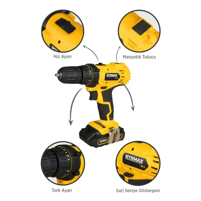 Rtrmax RTM350 Çift Akülü Matkap Vidalama