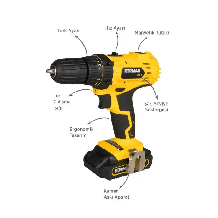 Rtrmax RTM350 Çift Akülü Matkap Vidalama