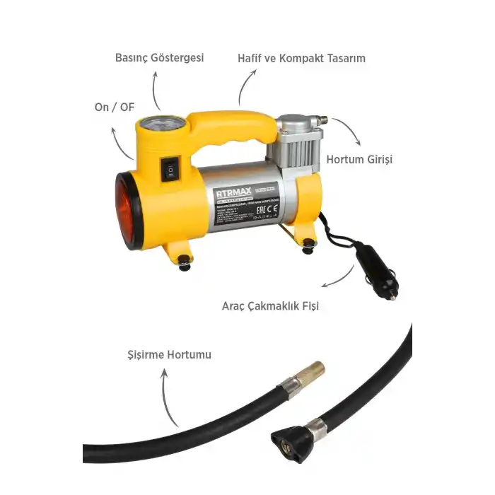 Rtrmax RTM7212 Mini Araç Hava Kompresörü