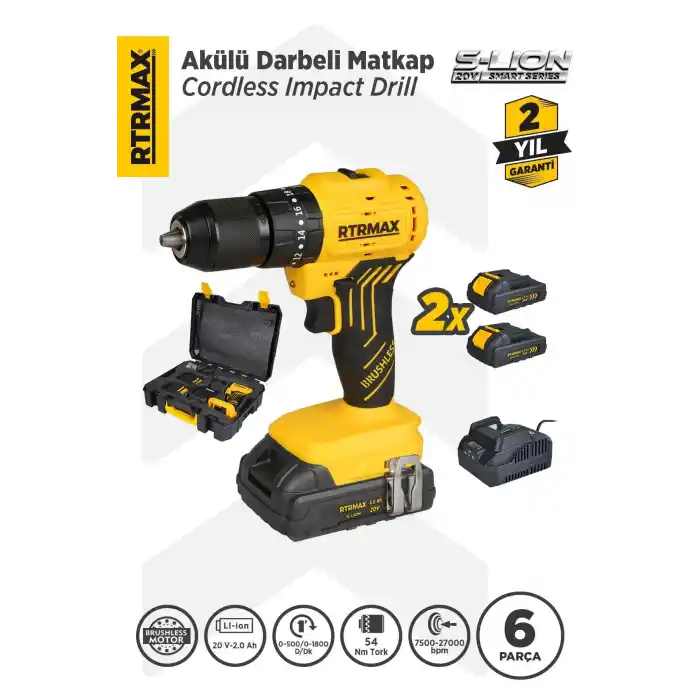 Rtrmax RTS5012 Akülü Darbeli Matkap 54 Nm