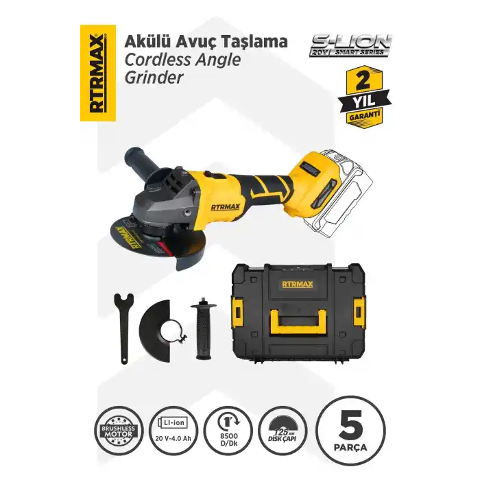 Rtrmax RTS5050B Solo Akülü Avuç Taşlama 125 mm