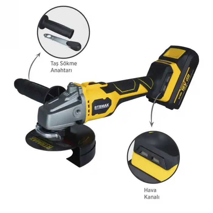 Rtrmax RTX3060 Akülü Avuç Taşlama 125mm