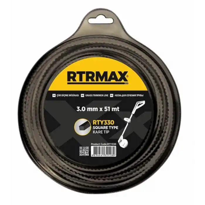 Rtrmax RTY330 3.0mmx51m Siyah Kare Tırpan Misinası