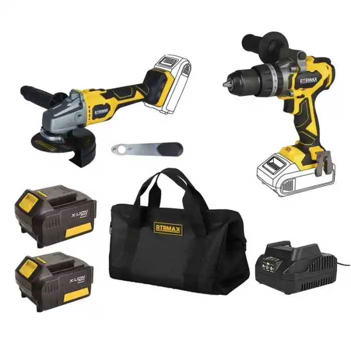 Rtrmax SET055 Akülü Darbeli Matkap+Avuç Taşlama Seti