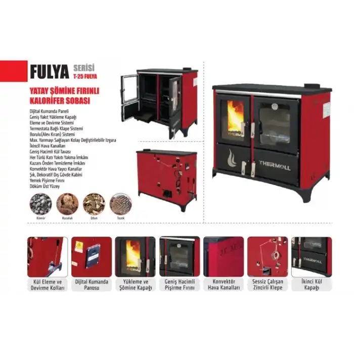 Thermall T-25 Yşk Şömineli Kuzineli Fırınlı Kat Kalorifer Sobası