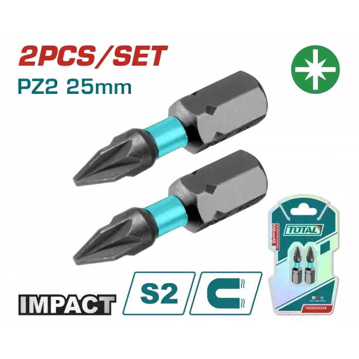 Total TACIM71PZ225 Darbeli 25mm PZ2 Bits Ucu 2 Li