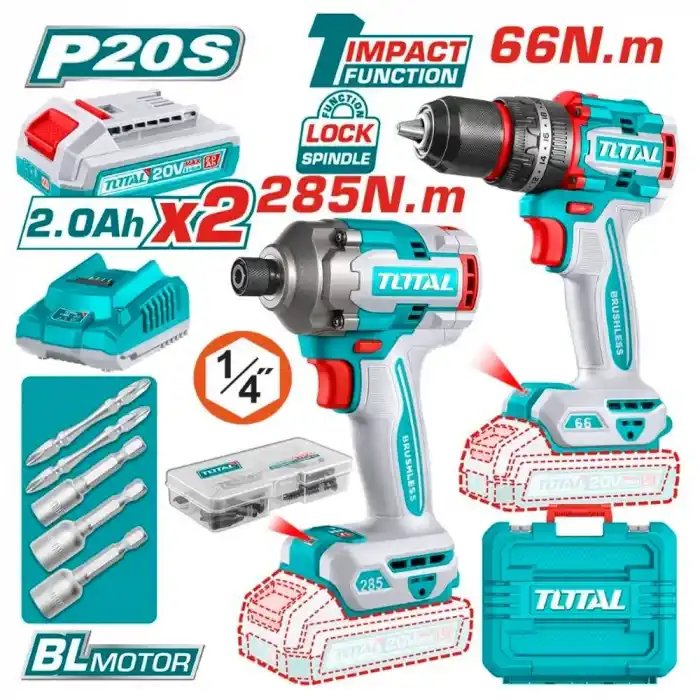 Total TCKLI20277E Akülü Darbeli Matkap+Darbeli Vidalama Seti