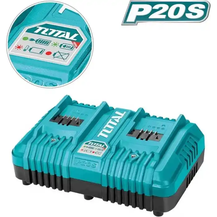 Total TCLI2034E Lityum Piller için Hızlı Akıllı Çift Akü Pil Şarj Cihazı