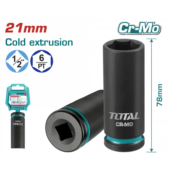 Total THDIS12212L 21mm 1/2 Altı Köşe Darbeli Derin Lokma