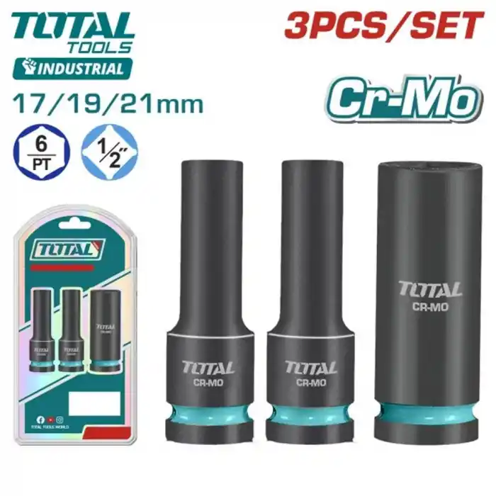 Total THKISD12042L Altı Köşe Derin Lokma Seti 1/2 3 Parça