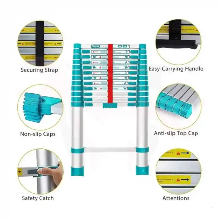 Total THLAD08121 12 Basamaklı Teleskopik Merdiven 3.78 Mt
