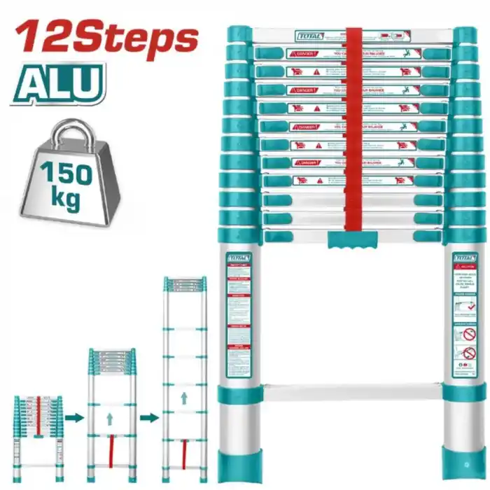 Total THLAD08121 12 Basamaklı Teleskopik Merdiven 3.78 Mt