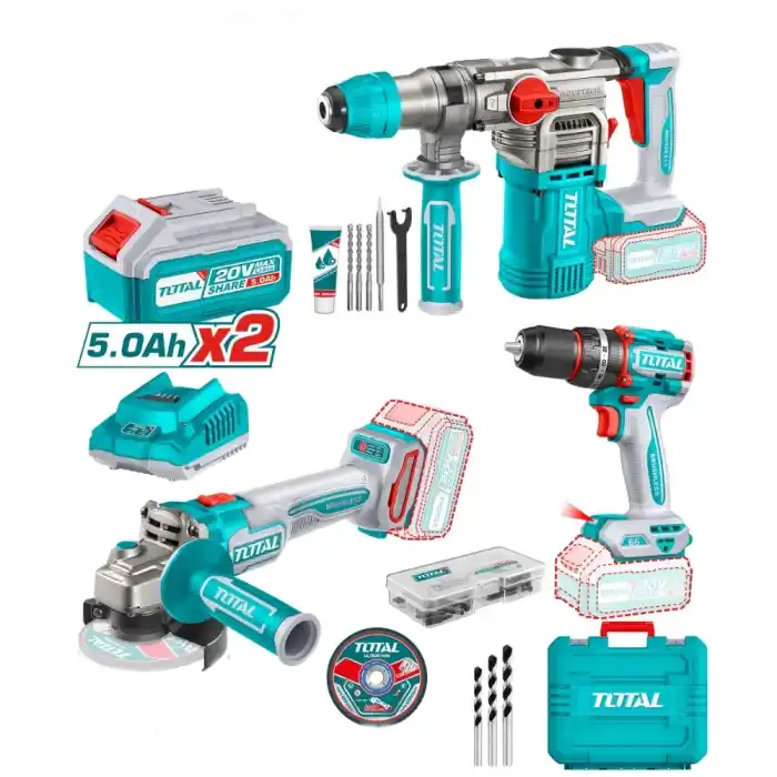 Total TOSLI241183E Akülü Kırıcı Delici+Matkap+Taşlama Seti
