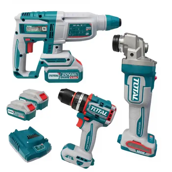 Total TOSLI241198E Akülü Kırıcı Delici+Avuç Taşlama+Darbeli Matkap Seti