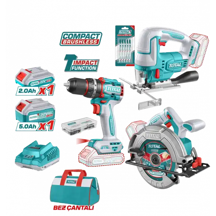 Total TOZLI20310 Akülü Vidalama+ Daire Testere+ Dekupaj Testere