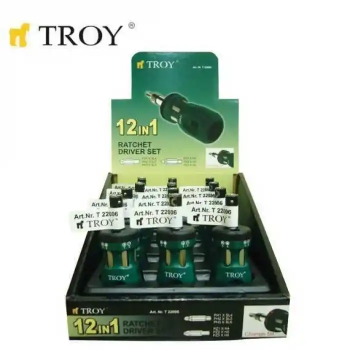 Troy 22006 Bits Uçlu Cırcırlı Topaç Tornavida Seti