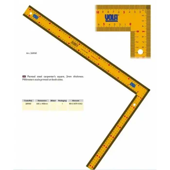 Vola Çelik Marangoz Gönye 269/60 600X400X2mm