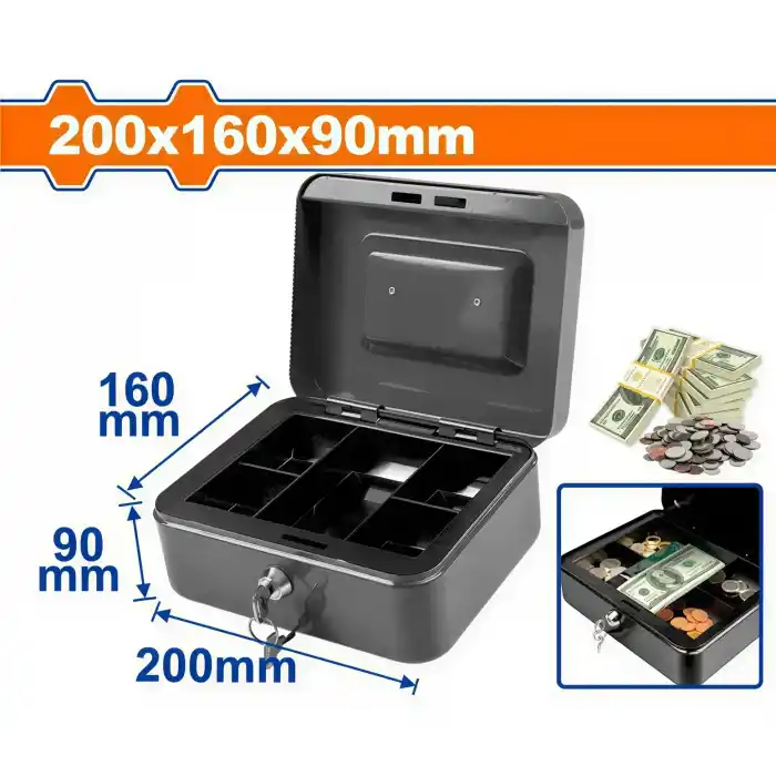 Wadfow WQQX2H03 Anahtarlı Metal Para Kutusu 200 mm