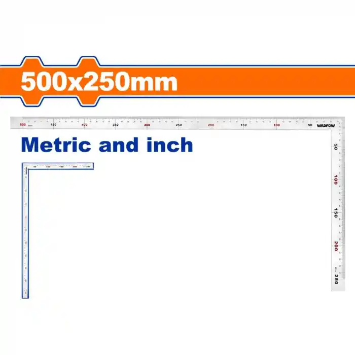 Wadfow WSR4350 Açılı Kare Gönye Cetvel 500x250mm