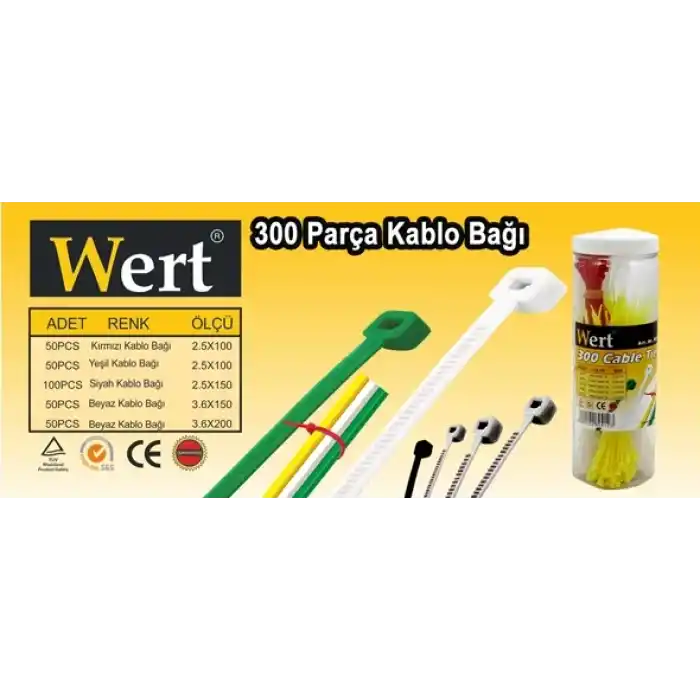 Wert 2430 Kablo Bağı Seti, 300 Parça
