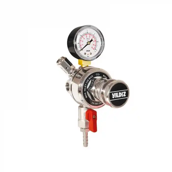 Yıldız 5070-E3 Tek Regülatörlü ve Tek Manometreli G 1/4 CO2 Meşrubat Regülatörü