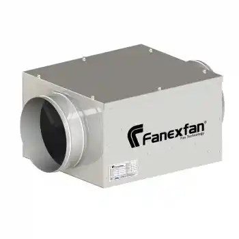 Fanexfan FDKF- Y - 200 Geriye Eğimli Yuvarlak Giriş ve Çıkışlı Akustik İzoleli Dikdörtgen Kanal Fanı Monofaze