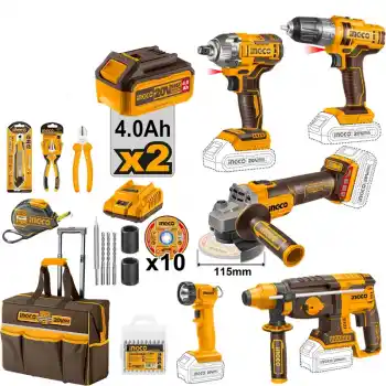 Ingco CKLI2019 Akülü 5 Li Kombo Set + 30 Parça Alet Seti