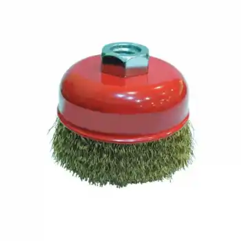 Partner PT02029 75mm Sarı Dalgalı Telli M14 Vidalı Çanak Fırça