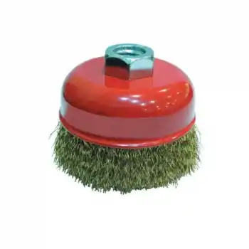 Partner PT02031 80mm Sarı Dalgalı Telli M14 Vidalı Çanak Fırça