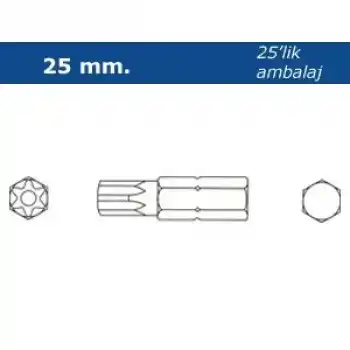 Proscr SCR03201 T7 25mm Delikli Torx Bits Ucu