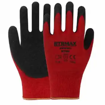Rtrmax RH19891 RT09 NO:9 Kırmızı Lateks Kaplı Örgü Desenli Polyester Eldiven