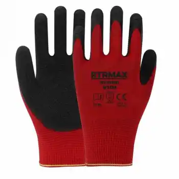 Rtrmax RH19892 RT09 NO:10 Kırmızı Lateks Kaplı Örgü Desenli Polyester Eldiven
