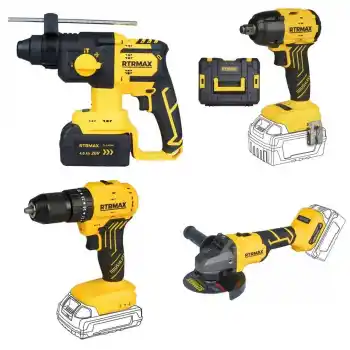 Rtrmax Slion 4Lü Akülü Darbeli Matkap, Somun Sıkma, Kırıcı Delici, Avuç Taşlama Seti