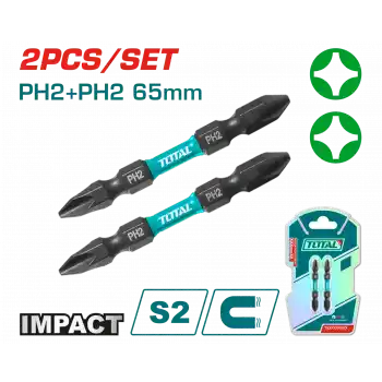 Total TACIM72PH265 Darbeli 65 mm Çift Taraflı PH2 Bist Uç