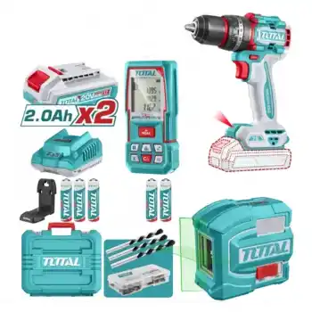 Total TOSLI250511E Akülü Matkap+Lazer Metre+Lazer Hizalama Seti