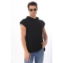 Siyah Renk Oversize Kapüşonlu Kolsuz T-shirt