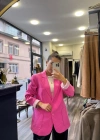 Kol Çizgi Detaylı Astarlı Blazer Ceket - Pembe