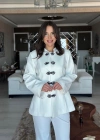 Flora Düğme Detaylı Napolyon Ceket Pantolon Takım - Beyaz