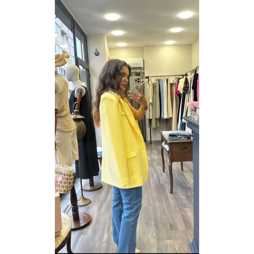 Astarlı Blazer Ceket - Sarı