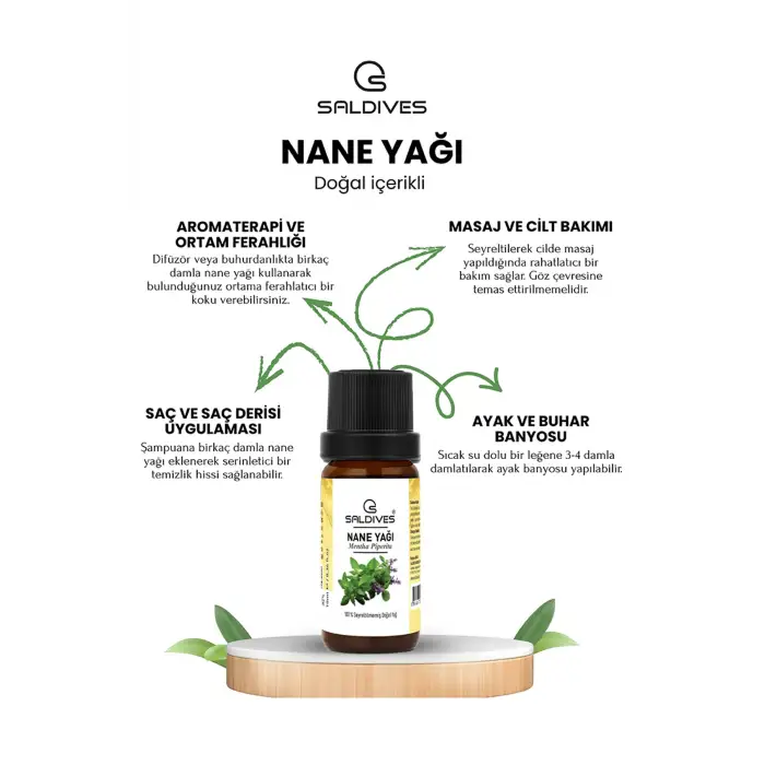 Nane Yağı 10 ml – %100 Doğal Seyreltilmemiş Uçucu Yağ (Cam Şişe)
