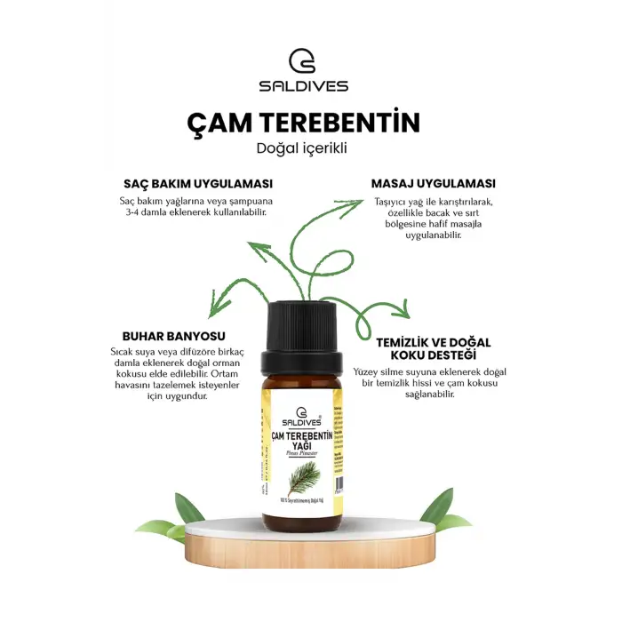 Çam Terebentin Yağı 10 ml – %100 Doğal Seyreltilmemiş Uçucu Yağ (Cam Şişe)
