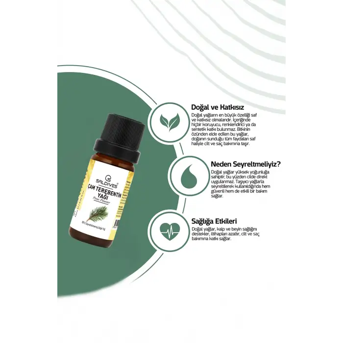 Çam Terebentin Yağı 10 ml – %100 Doğal Seyreltilmemiş Uçucu Yağ (Cam Şişe)